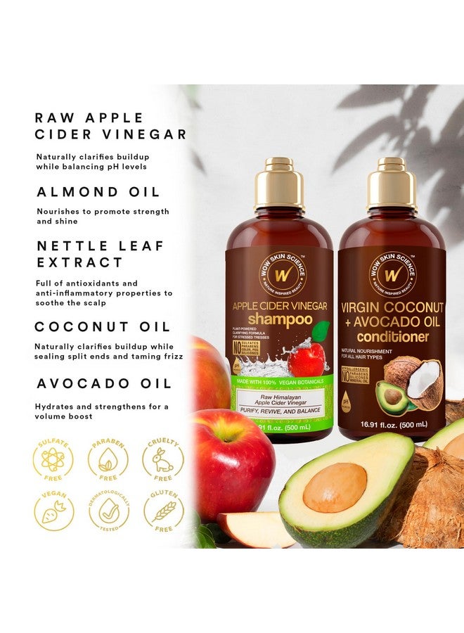 Apple Cider Vinegar Shampoo & Conditioner Set With Coconut & Avocado Oil Men And Women Gentle Shampoo Set Hair Growth Shampoo For Thinning Hair & Loss Sulfate & Paraben Free