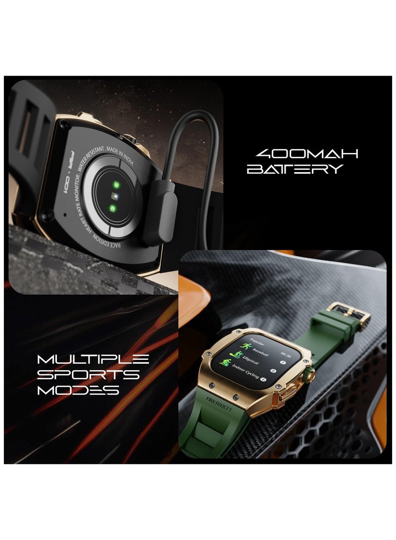 Fire-Boltt Asphalt Newly Launched Racing Edition Smart Watch 1.91” Full Touch Screen, Bluetooth Calling, Health Suite, 123 Sports Modes, 400 mAh Battery (Green)