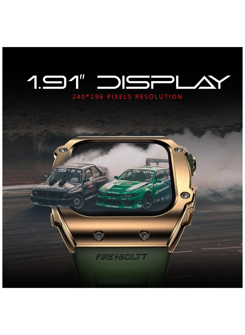 Fire-Boltt Asphalt Newly Launched Racing Edition Smart Watch 1.91” Full Touch Screen, Bluetooth Calling, Health Suite, 123 Sports Modes, 400 mAh Battery (Green)