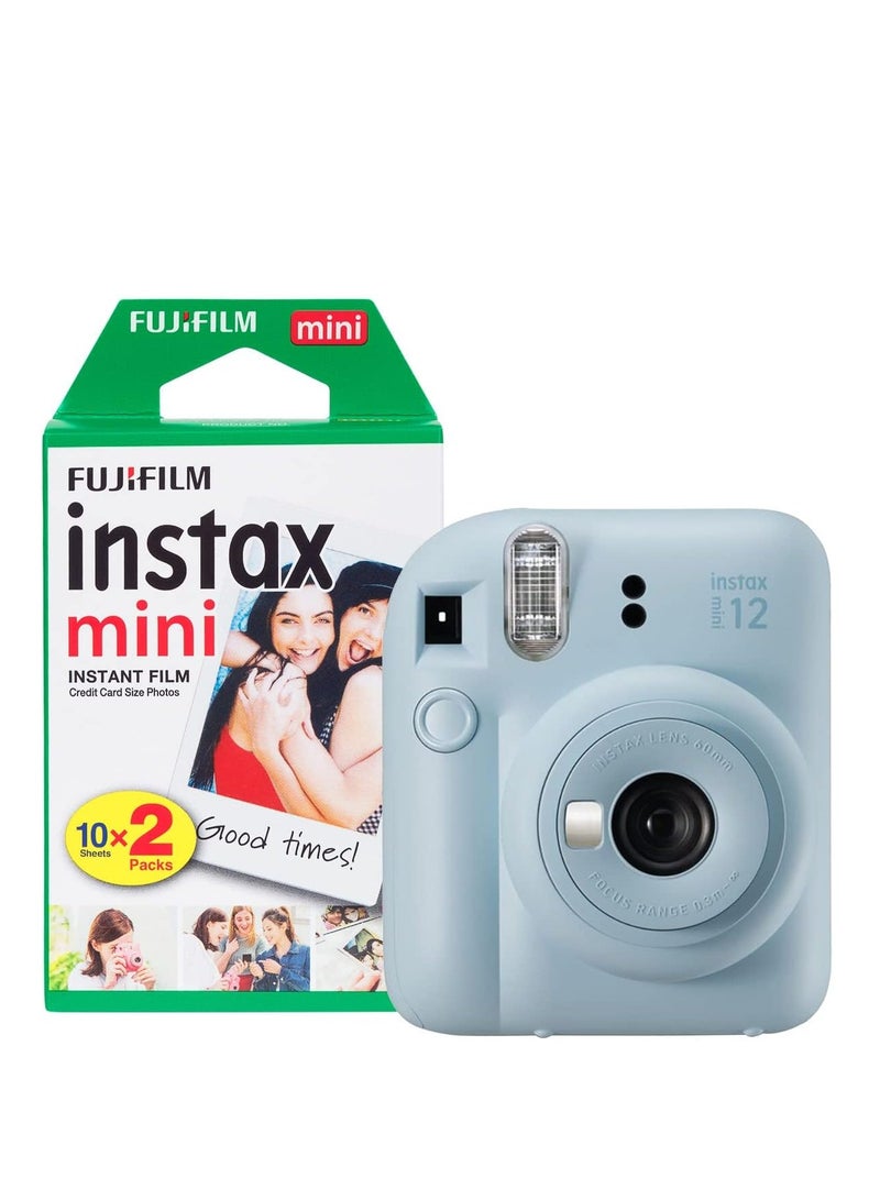 Fujifilm Instax Mini 12 Instant Camera with 20 Shot Film Pack - Pastel Blue