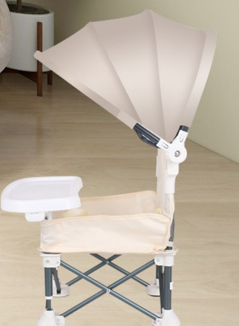 Portable Compact Foldable Baby Seat Chair with Sunshade Umbrella and Straps for Indoor Outdoor Use for Travel Camping Beach Lawn Toddlers Kids Boys Girls