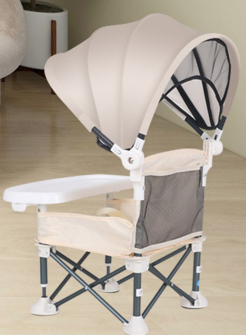Portable Compact Foldable Baby Seat Chair with Sunshade Umbrella and Straps for Indoor Outdoor Use for Travel Camping Beach Lawn Toddlers Kids Boys Girls