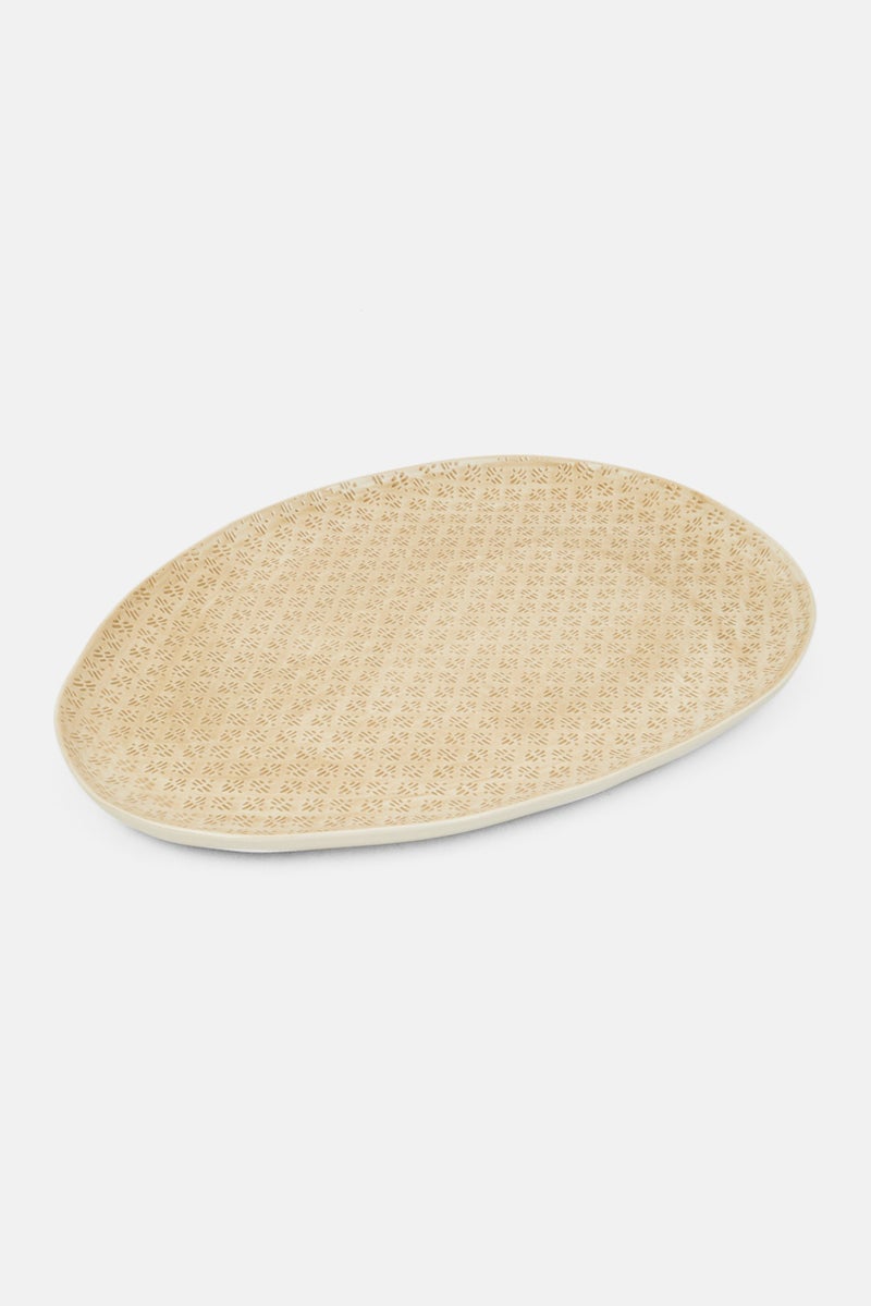 Tirari Oval Shape Serving Plate 36 cm, Cream