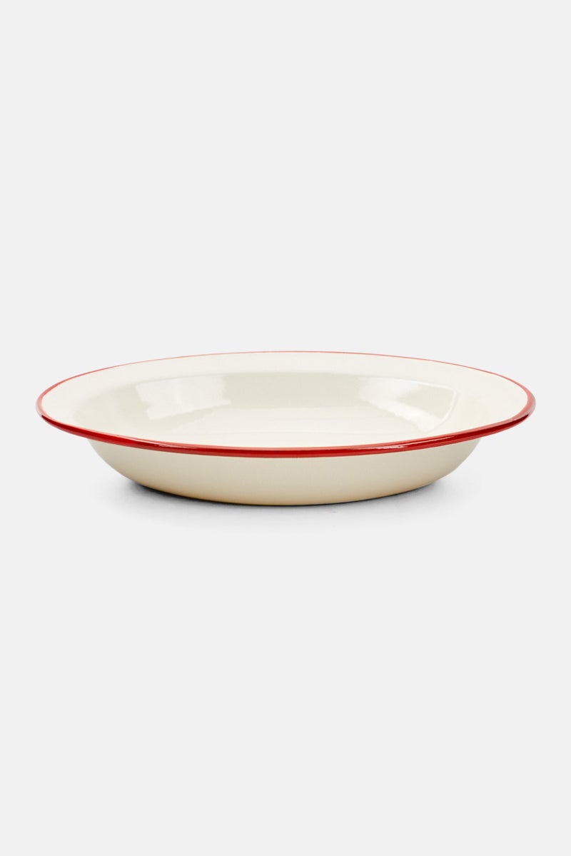 Deep Oval Platter 32 x 25cm, White/Red