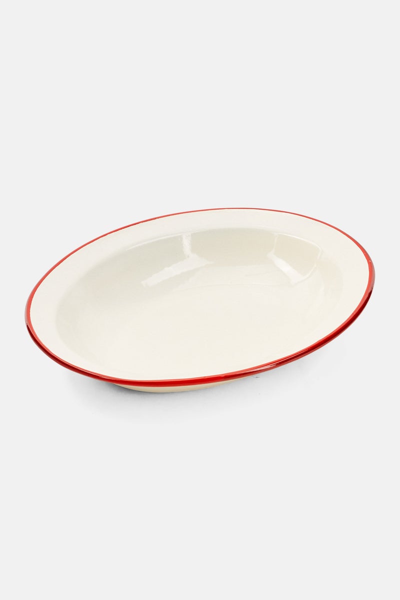 Deep Oval Platter 32 x 25cm, White/Red