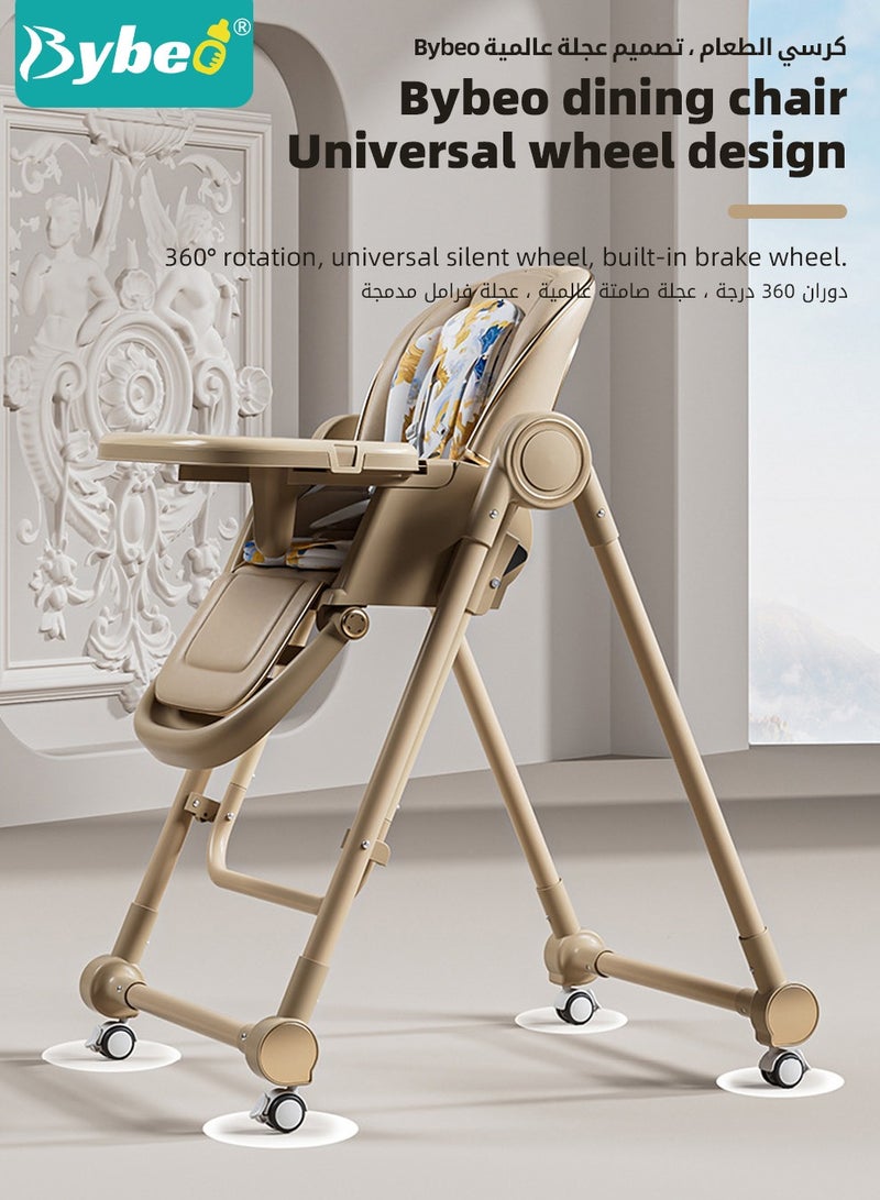 4 In 1 Baby High Chair for Toddlers,  Multifunctional Infant Feeding Chair & Baby Rocking Chair, Adjustable Height Baby Dining Chair For Eating with Wheels, Removable Tray, Dining Booster Seats