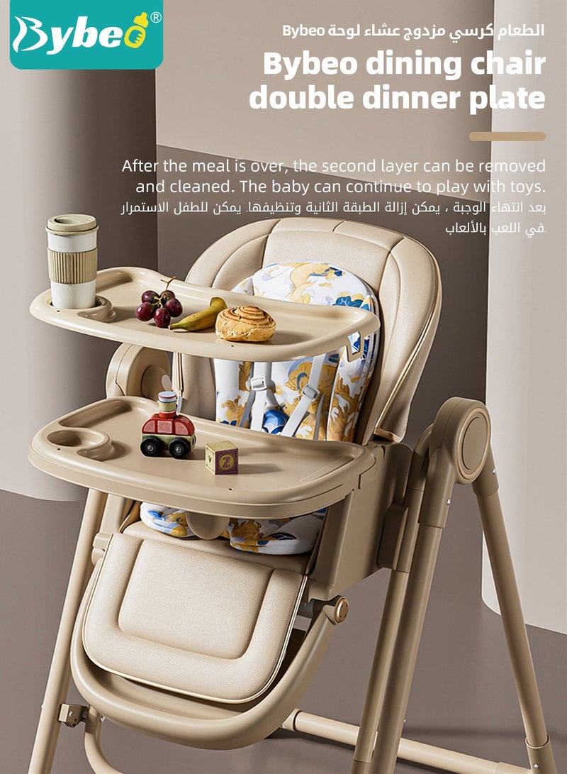 4 In 1 Baby High Chair for Toddlers,  Multifunctional Infant Feeding Chair & Baby Rocking Chair, Adjustable Height Baby Dining Chair For Eating with Wheels, Removable Tray, Dining Booster Seats