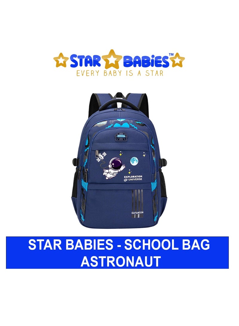 Star Babies Astronaut Children's Backpack Cute Adjustable Shoulder Strap for Hiking Large - Navy Blue