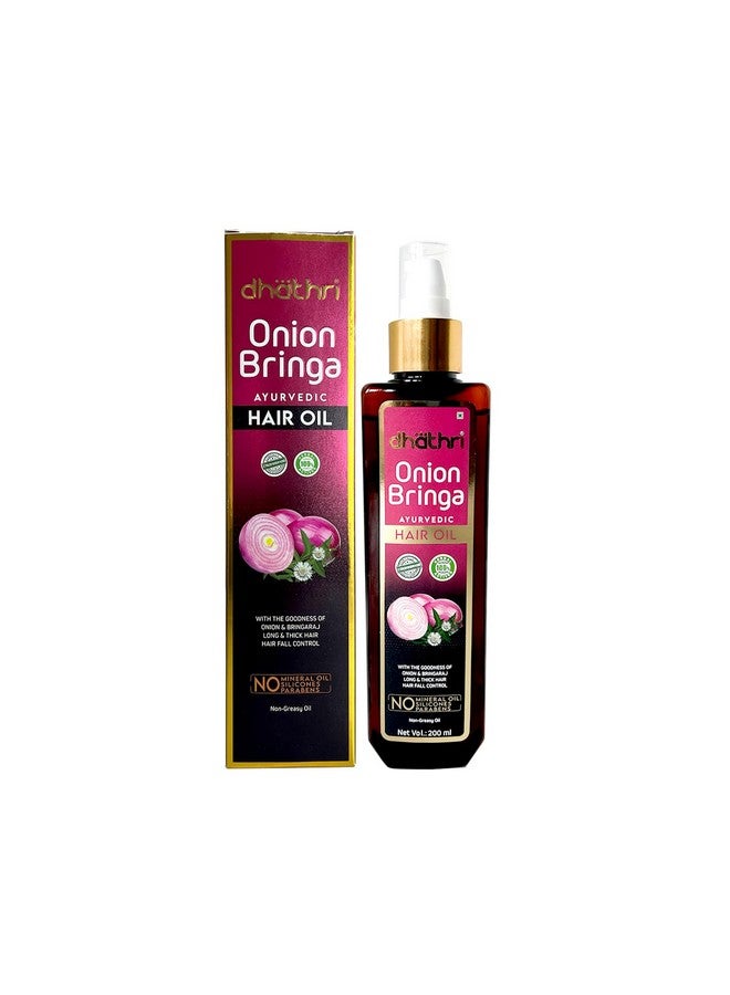 Onion Bringa Ayurvedic Hair Oil | Onion Hair Oil For Healthy Hair | Ayurvedic Oil For Hair Fall Control | Non-Greasy Onion Oil |Clinically Tested | 200 Ml