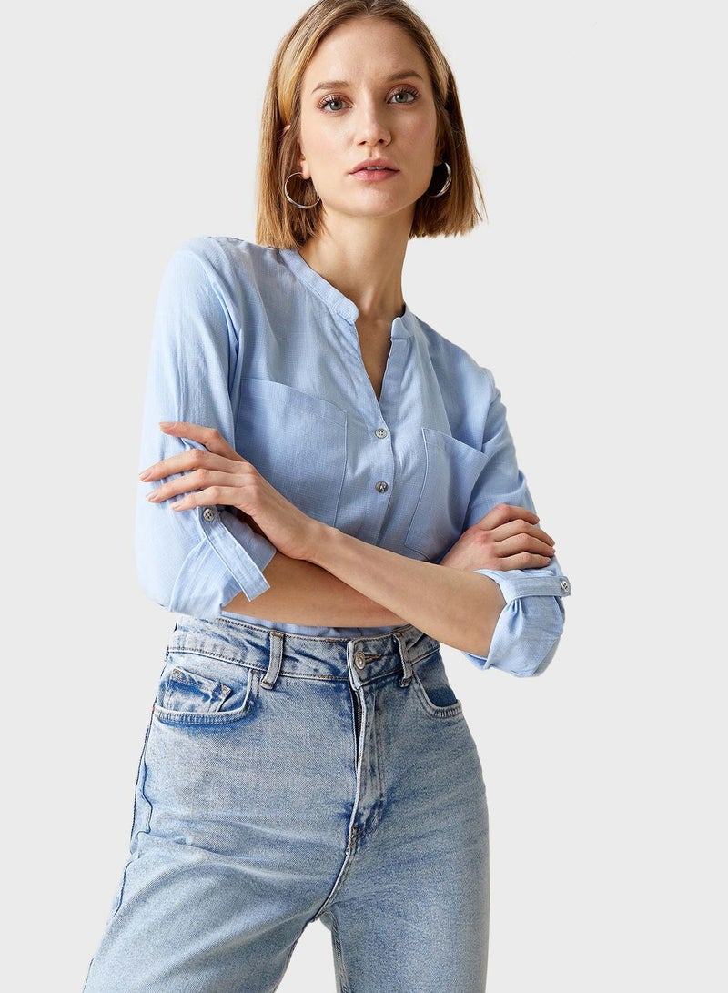 Stand Up Collar Classic Shirt