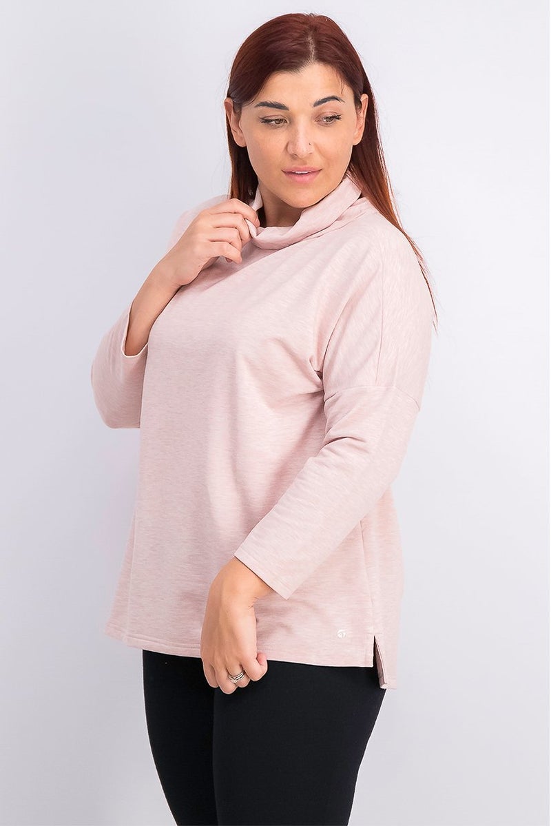 Women Pullover Sweater, Pink Heather