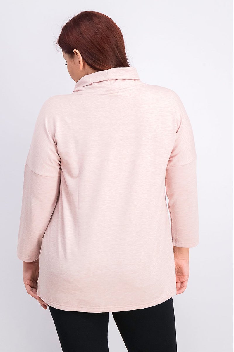 Women Pullover Sweater, Pink Heather