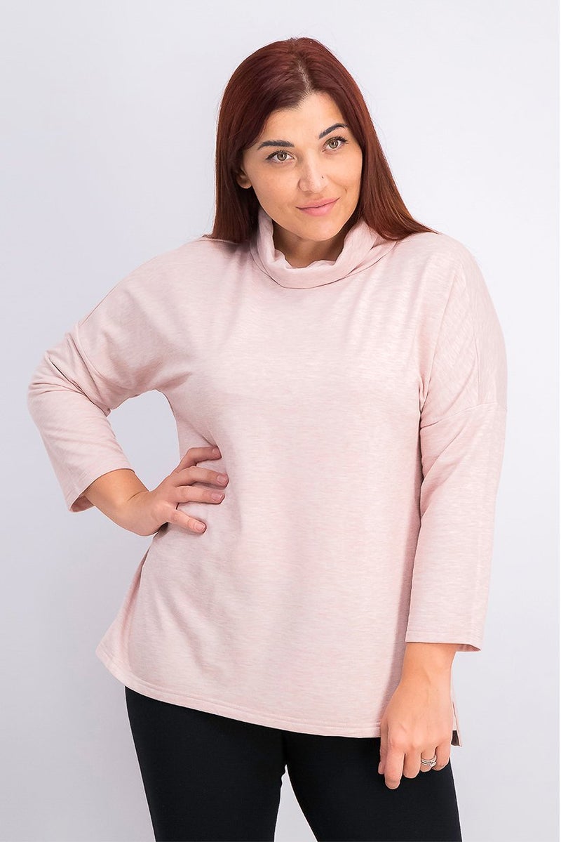 Women Pullover Sweater, Pink Heather