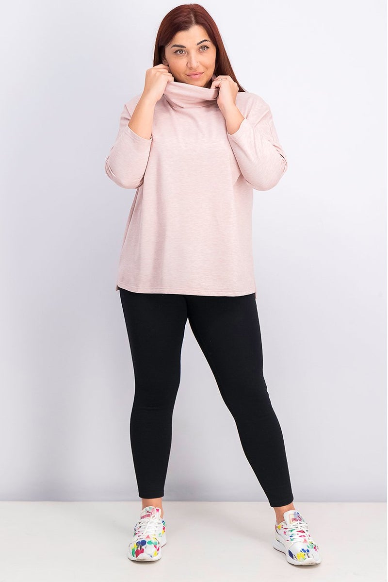 Women Pullover Sweater, Pink Heather