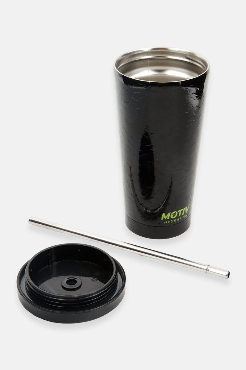 Stainless Steel Tumbler With Metal Straw 473 ml, Black