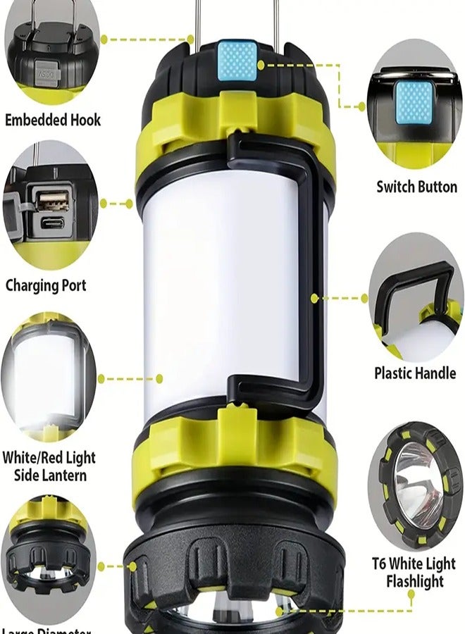 1pc Rechargeable Led Camping Lantern, Rechargeable Flashlights - 1000LM, 6 Modes, 4000mAh, Portable Emergency Camping Light