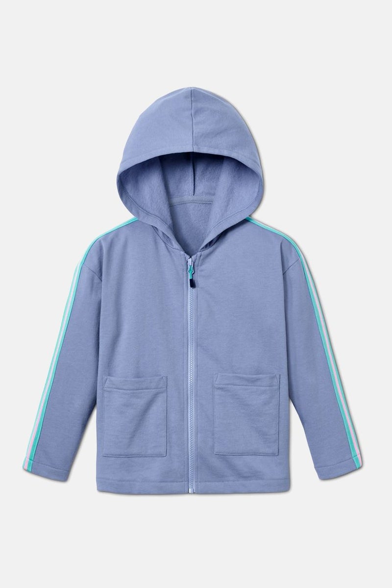 Kids Girl Hooded Long Sleeve Plain Sweatshirt, Sky Blue