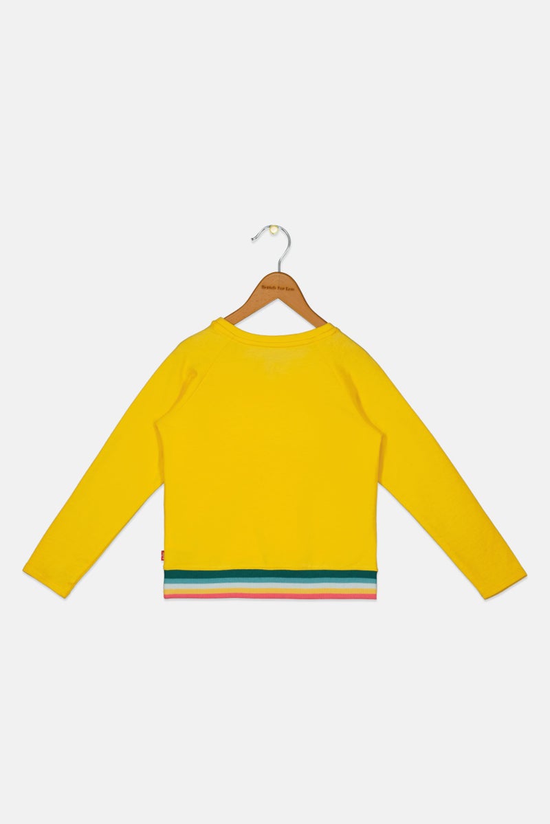 Kids Girl Brand Logo Sweatshirt, Yellow Combo