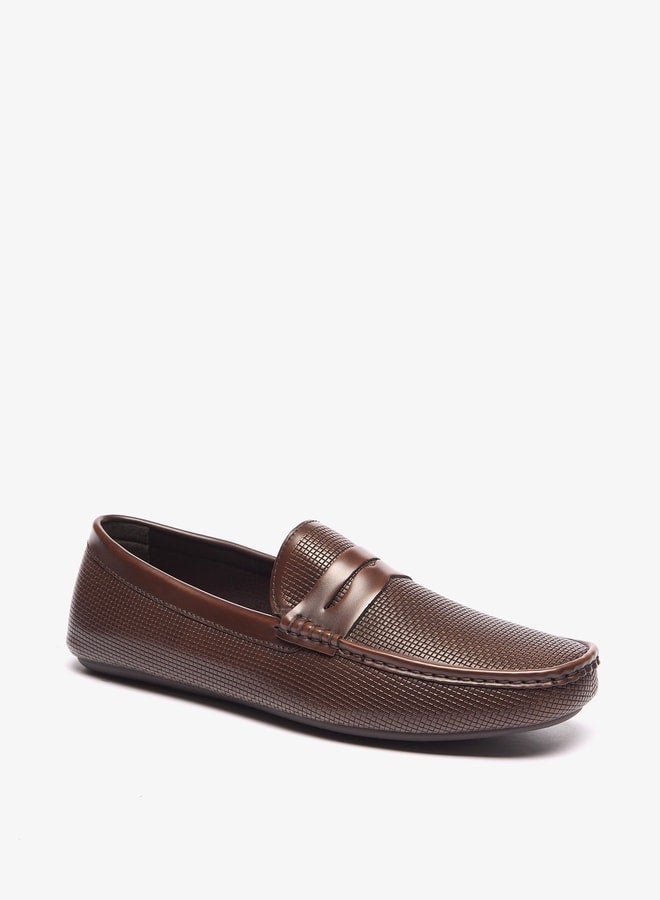 Men Textured Slip-On Loafers