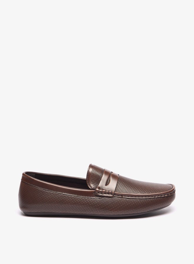 Men Textured Slip-On Loafers