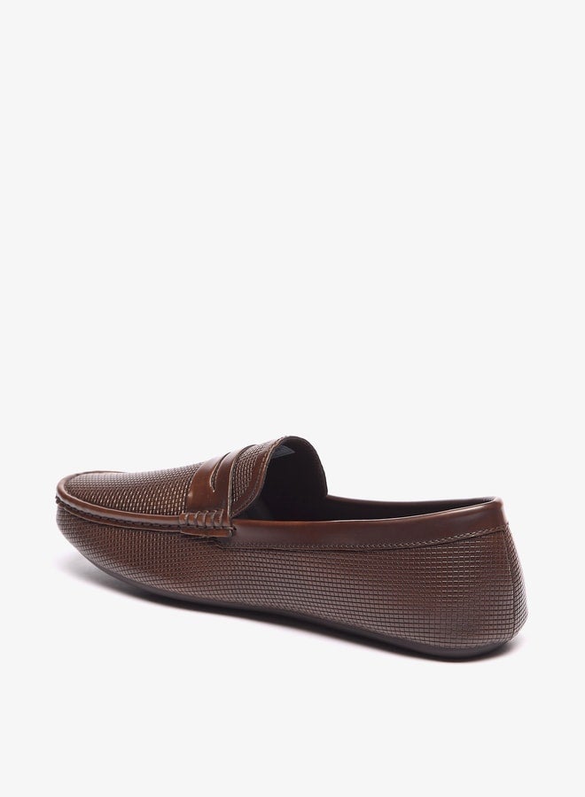 Men Textured Slip-On Loafers