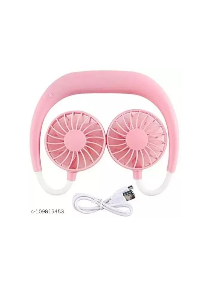 Hands Free Neck Band Hanging USB Rechargeable Dual Fan Mini Air Cooler For Summer