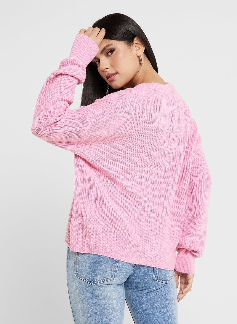 V Neck Knitted Sweater