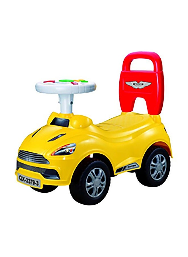 Ride-On Sports Car for Kids – Interactive Steering Wheel with Lights & Sounds, Indoor & Outdoor Fun, Push Ride-On Toy for Toddlers Aged 1-3 Years| Yellow