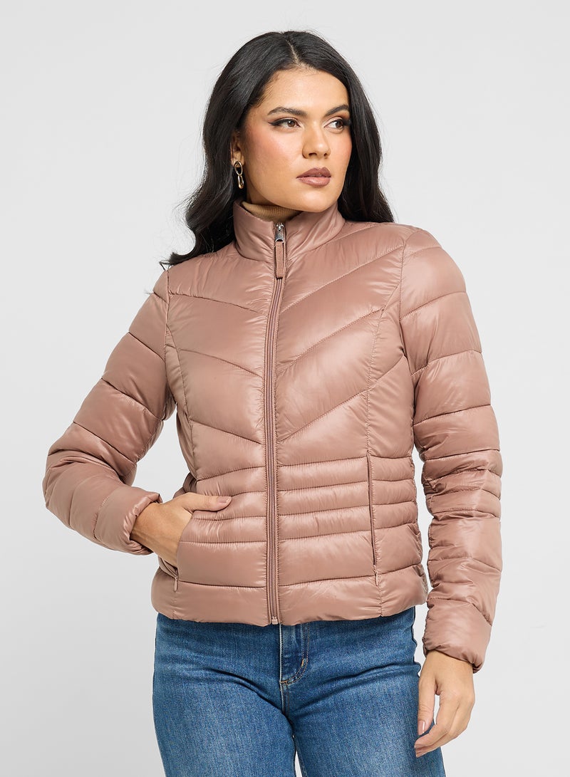 High Neck Zippered Jacket