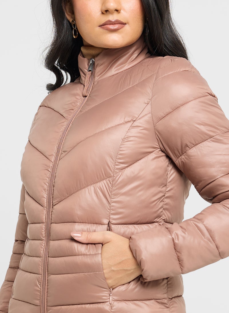 High Neck Zippered Jacket