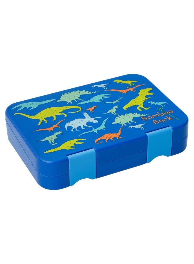 Bamboo Bark Bento Lunch Box for Kids with Compartments - Snack Box Convertible from 4 to 6 Compartments - Dishwasher Safe & BPA Free - Blue Animals