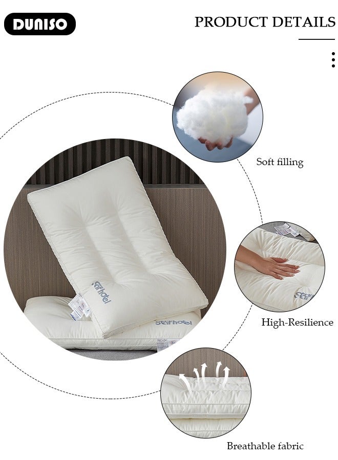 2PCS Sleeping Pillow Washable Soybean Fiber Neck Support Pillow Bed Pillows with Polyester Fiber Cover, Ergonomic Pillow for Neck Head and Shoulder Pain Relief,Soft and Breathable