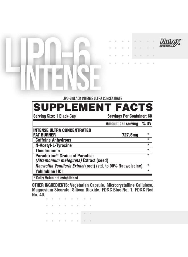 Lipo 6 Black Intense Ultra Concentrate Supplement - 60 Capsules