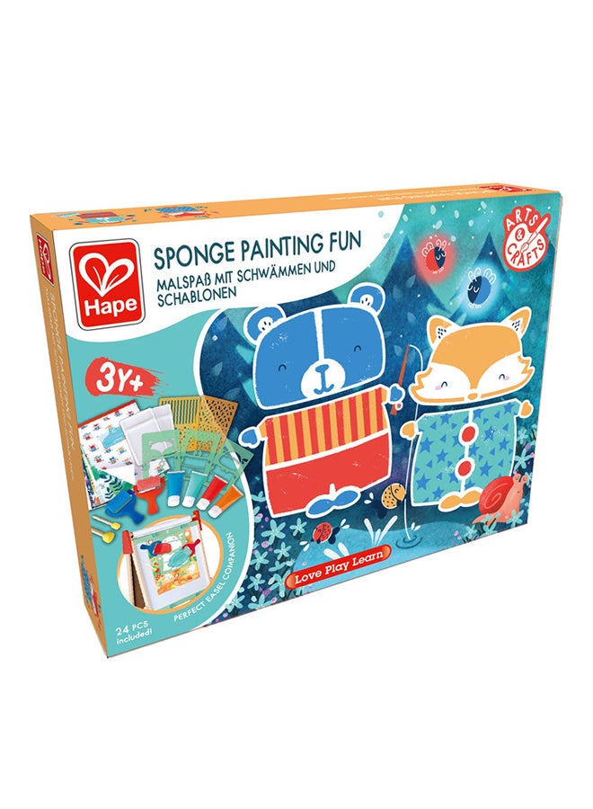 Sponge Painting Fun - Activities and Art Supplies for Kids with Paint Set, Art Sponges, Rollers, Stencils and 8-page Paper Album - Art Kit for Children Ages 3 and Up | Perfect Easel Companion