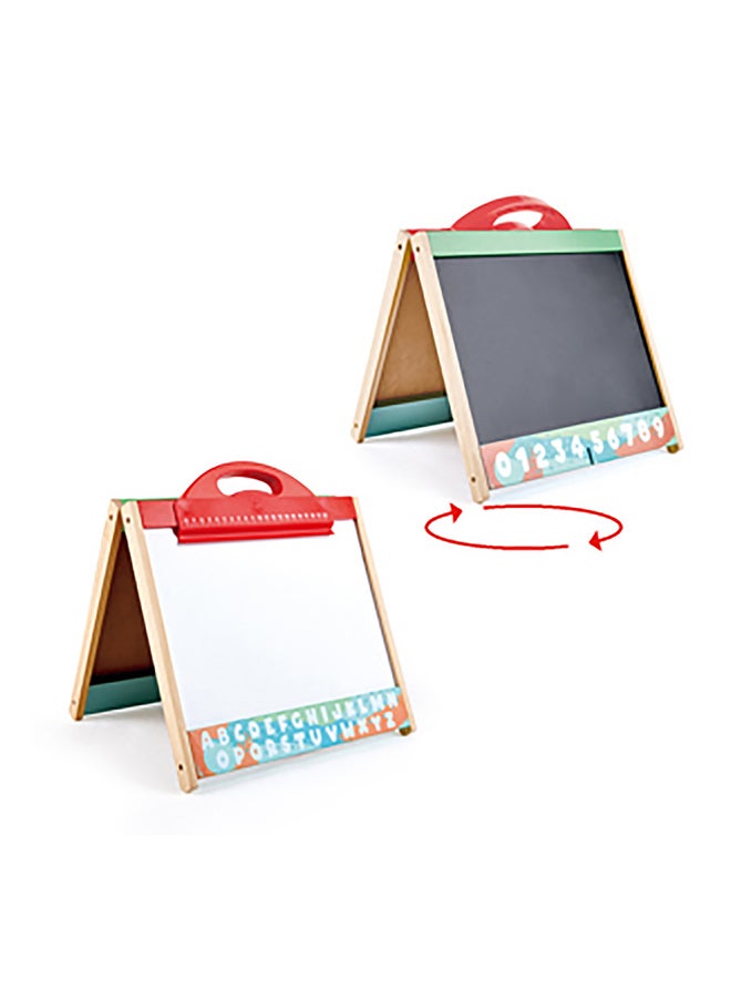 Hape Store And Go Easel | Folding Double-Sided Tabletop Blackboard And Whiteboard With Chalks, Markers And Other Art Accessories | Turns Into Portable Case, For Children 3 Years+