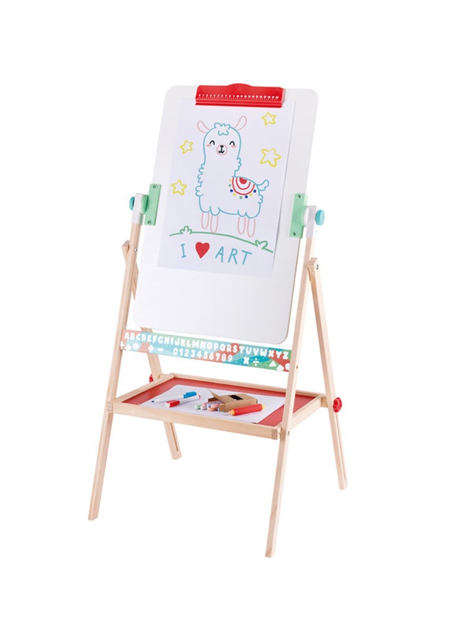 Hape Flip Flat Easel | Foldable Double-Sided Free Standing Blackboard And Whiteboard With Chalks, Markers And Other Art Accessories, For Children 3 Years+