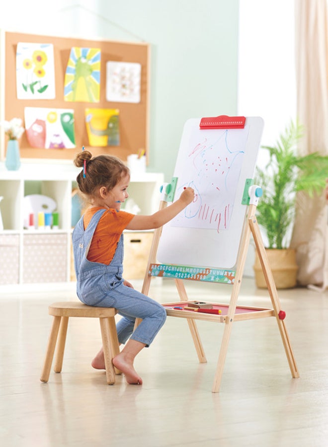 Hape Flip Flat Easel | Foldable Double-Sided Free Standing Blackboard And Whiteboard With Chalks, Markers And Other Art Accessories, For Children 3 Years+