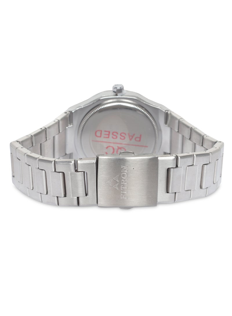 Men's Silver Wrist Watch Yellow Dial with Arabic Numbers