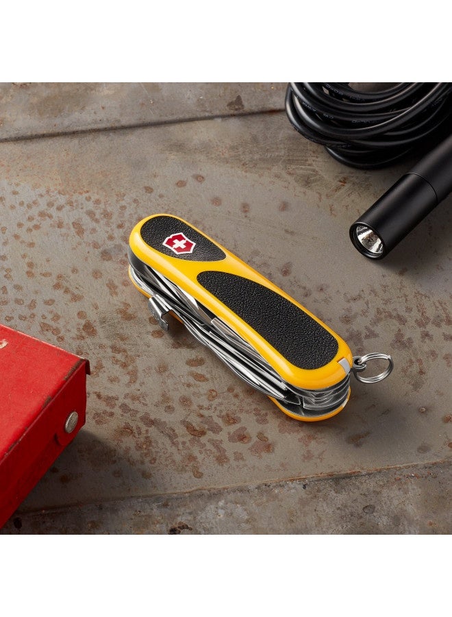 Victorinox Evolution S18 Grip Swiss Army Knife, 15 Functions, Swiss Made Pocket Knife With Large Blade, Screwdriver And Wood Saw - Yellow/Black