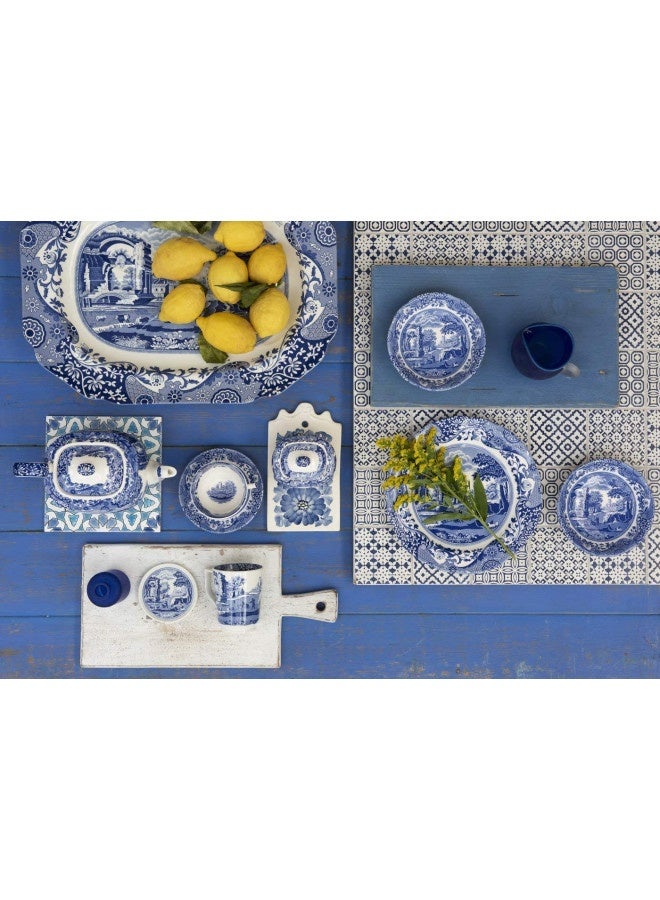 Spode Blue Italian Square Serving Bowl | 9.5 Inch Serving Bowl For Appetizers, Salad, And Pasta | Made From Fine Porcelain | Microwave And Dishwasher Safe
