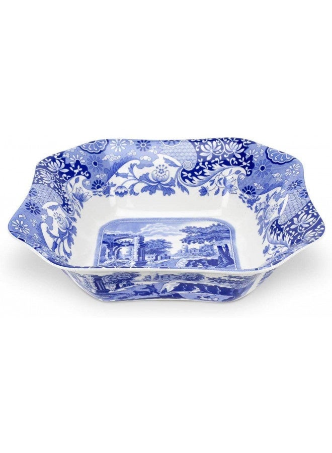 Spode Blue Italian Square Serving Bowl | 9.5 Inch Serving Bowl For Appetizers, Salad, And Pasta | Made From Fine Porcelain | Microwave And Dishwasher Safe