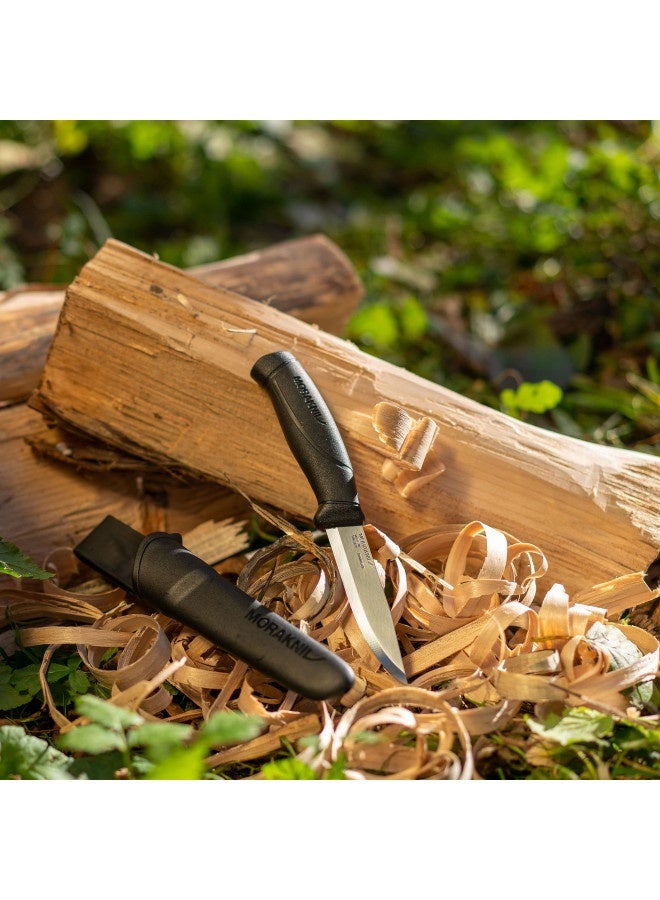 Morakniv Companion Sandvik Stainless Steel Fixed-Blade Knife With Sheath, 4.1 Inch