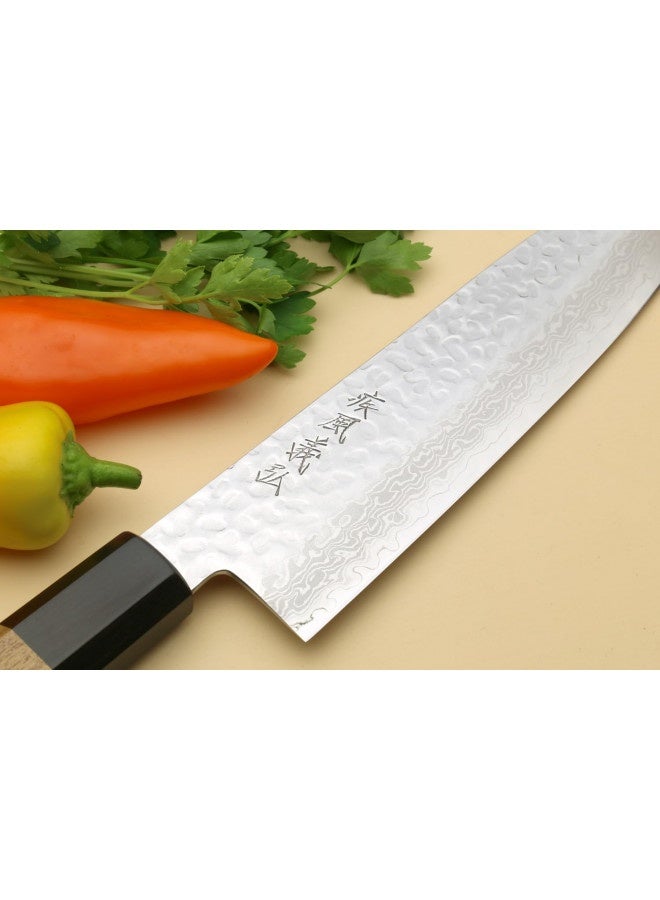 Yoshihiro Vg-10 46 Layers Hammered Damascus Santoku Japanese Multipurpose Chef Knife (Rosewood Handle) (Ambrosia Handle)