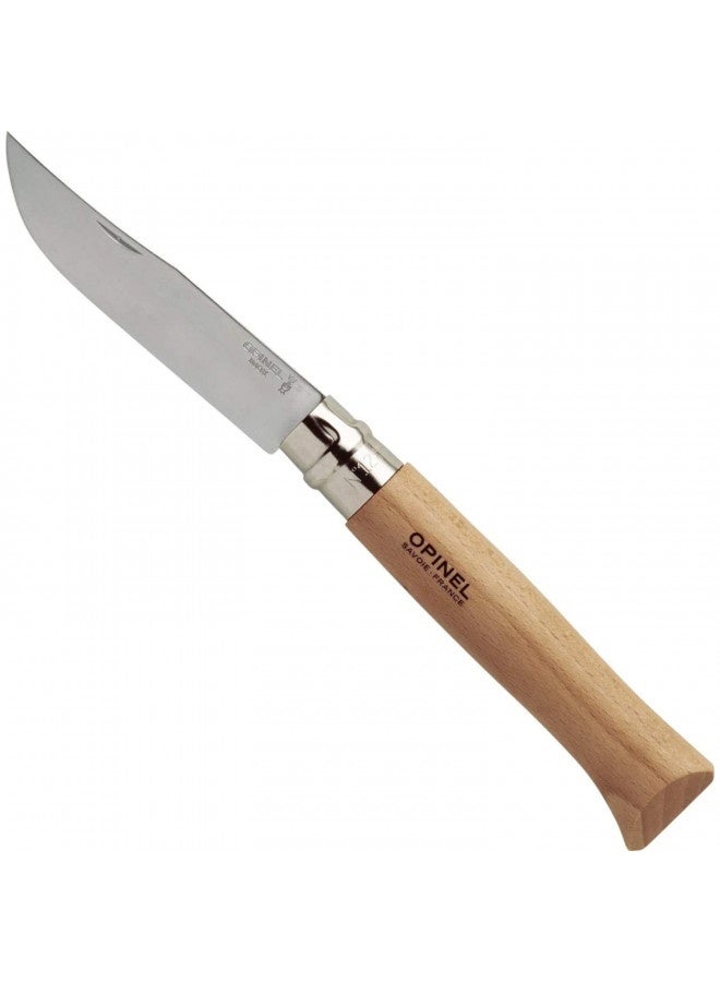 Opinel No. 12 Stainless Steel Pocket Knife, Beechwood Handle