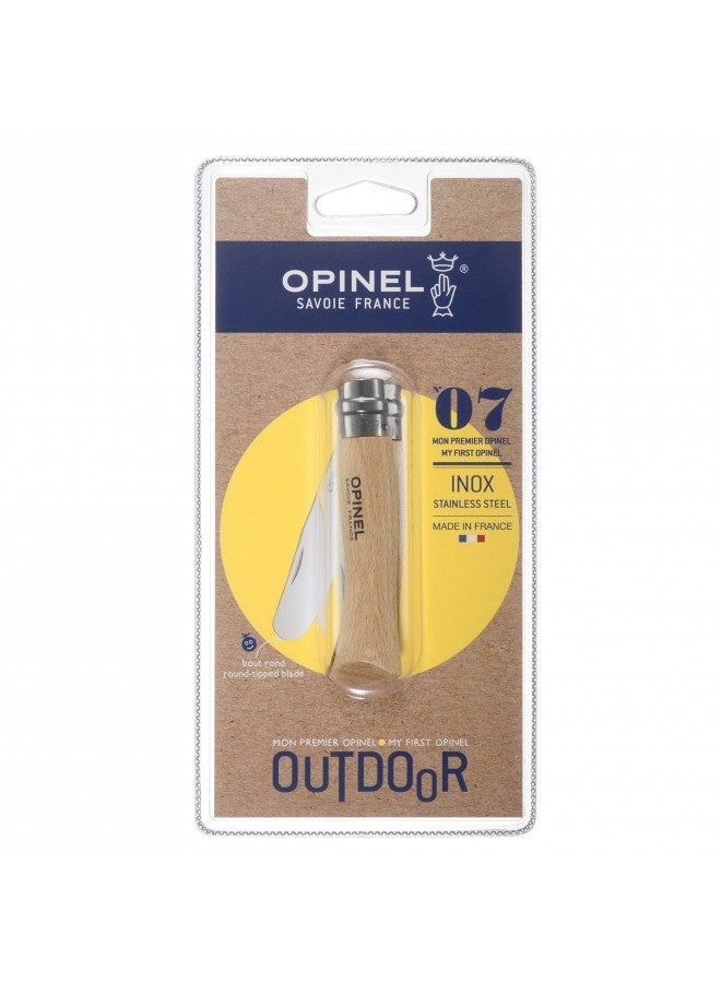 Opinel My First No.7 Stainless Steel Children’S Folding Pocket Knife With Safety Rounded Tip, Painted Handles