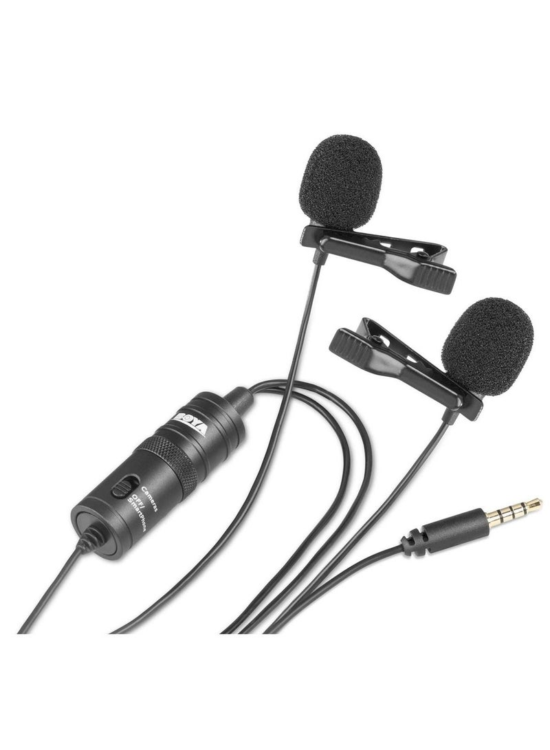 BOYA by-M1 Universal 2-Person Dual Omnidirectional Lavalier Microphone for Cameras, Smartphones, Tablets, Computers and Recorders