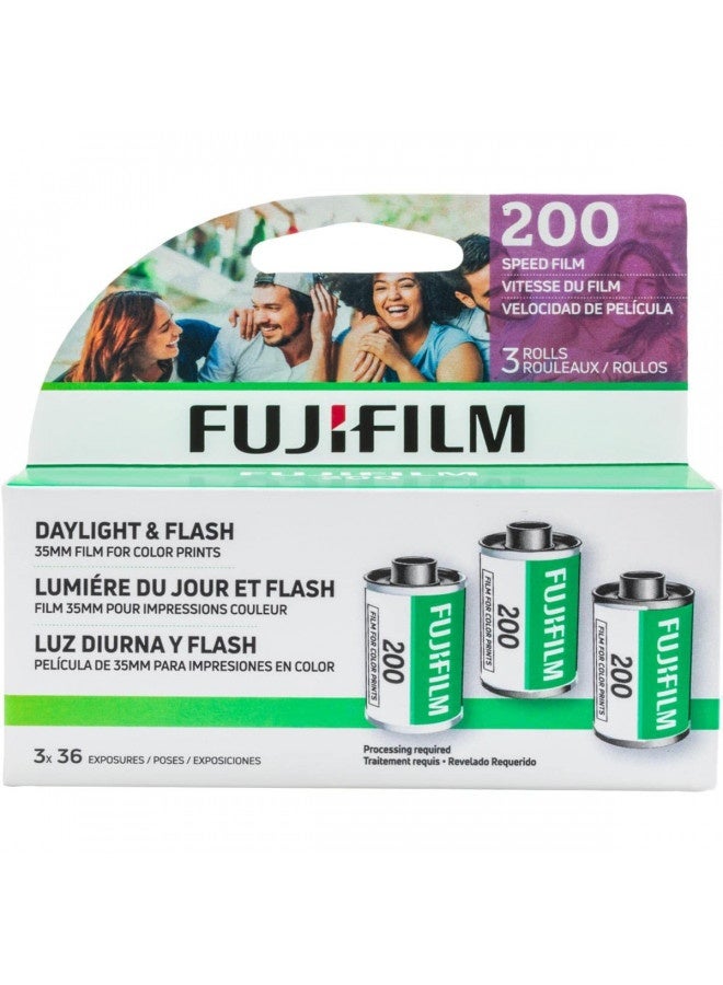 Fujifilm Fujicolor 200 Color Negative Film Iso 200, 35Mm Size, 36 Exposure, Ca-36 3 Pack