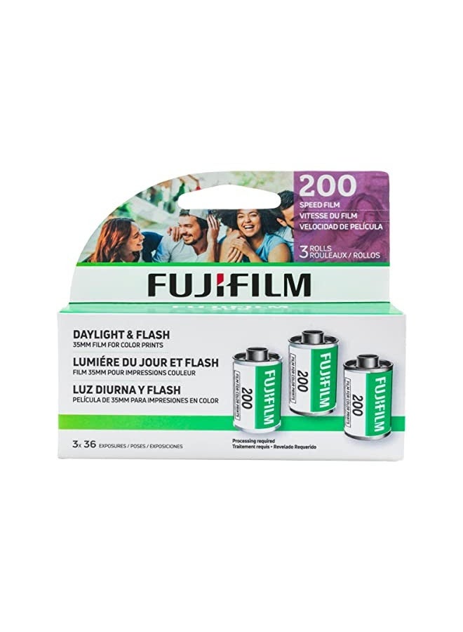 Fujifilm Fujicolor 200 Color Negative Film Iso 200, 35Mm Size, 36 Exposure, Ca-36 3 Pack