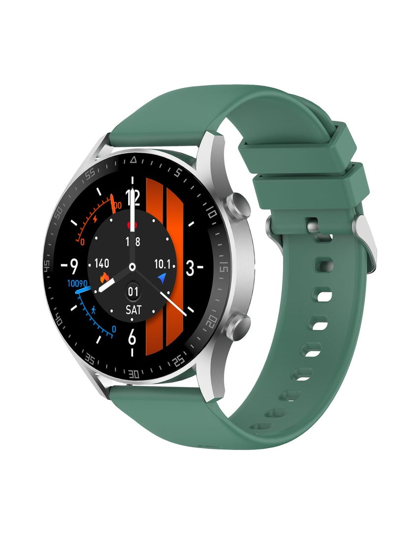 Fire-Boltt Talk 2 Bluetooth Calling Smartwatch with Dual Button, Hands On Voice Assistance, 120 Sports Modes, in Built Mic & Speaker with IP68 Rating (Silver Green)