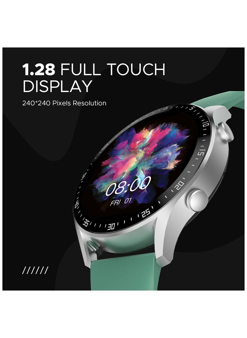 Fire-Boltt Talk 2 Bluetooth Calling Smartwatch with Dual Button, Hands On Voice Assistance, 120 Sports Modes, in Built Mic & Speaker with IP68 Rating (Silver Green)